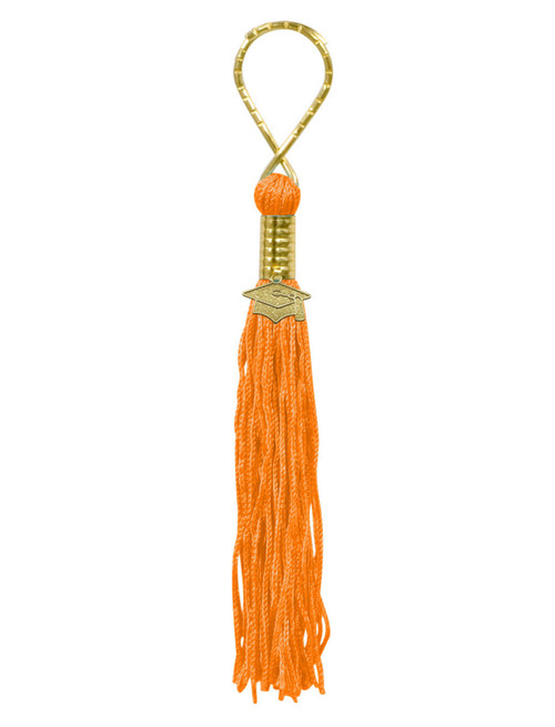 Pack of 6 Orange Graduation Tassel with Cap Medallion Key Chains 5.5"