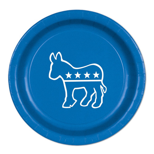 Pack of 96 Disposable Blue Democratic Donkey Dinner Plates 9"