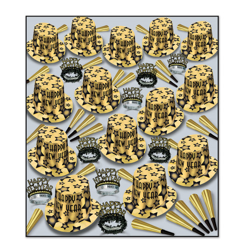The Gem-Star Deluxe Gold Kit For 100 People for New Year's Eve