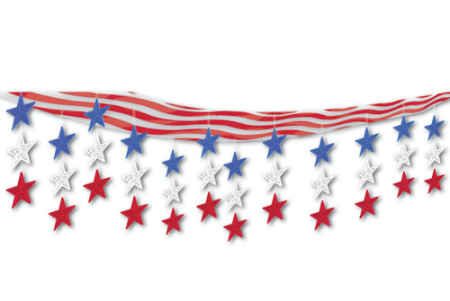 Pack of 6 Patriotic White and Blue 4th of July Hanging Ceiling Party Decors 12'