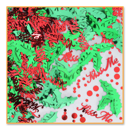 Pack of 6 Metallic Red and Green Mistletoe Christmas Celebration Confetti Bags 0.5 oz.