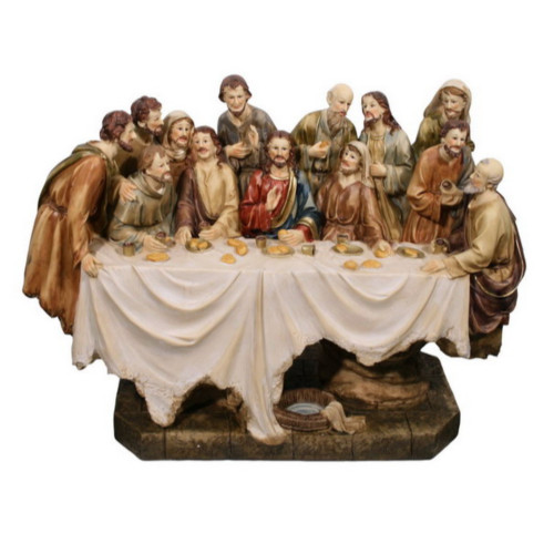19.5" Brown and White Last Supper Religious Tabletop Figurine