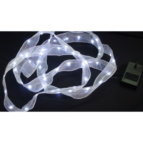 54 Clear White Battery Operated LED Ribbon Light with Timer - 9 ft Ribbon