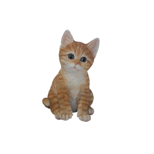 8" Orange and White Sitting Tabby Kitten Figurine