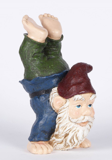 9.75" Green and Red Gnome Performing Aerobics Garden Statue