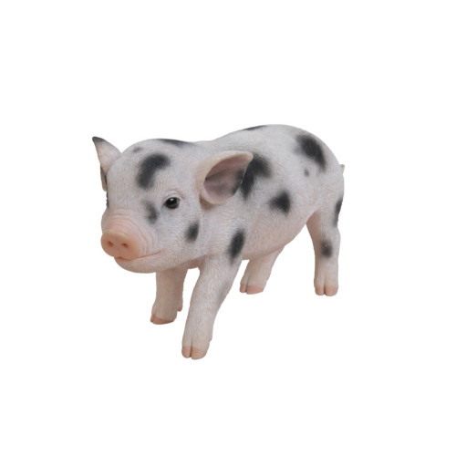 9" Pink and Black Baby Pig Outdoor Garden Figurine