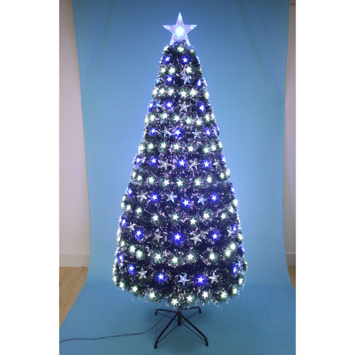6' Pre-Lit Slim Fiber Optic Artificial Christmas Tree - Blue and White Lights
