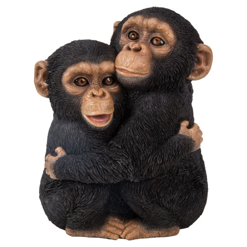 9.5" Black and Brown Chimpanzees Hugging Figurine