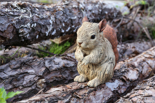 7.5" Brown and Ivory Sitting Squirrel Outdoor Figurine