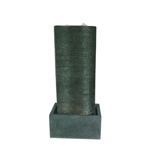 31" Gray Bubbling Curved Wall Outdoor Patio Garden Fountain with LED Lights