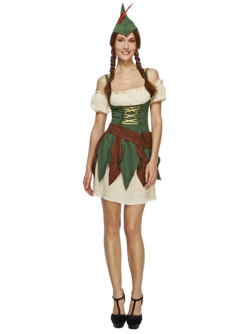 50" Green and Cream White Fever Outlaw Warrior Women Adult Halloween Costume - Small