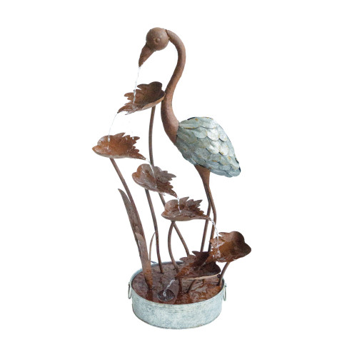 45" Brown and Silver Flamingo Outdoor Garden Fountain