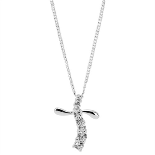 16" Silver Plated Cross Shaped Religious Pendant Chain Necklace
