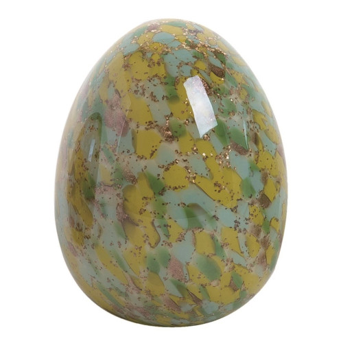 5.5" Green and Blue Glass Easter Confetti Egg Tabletop Decor