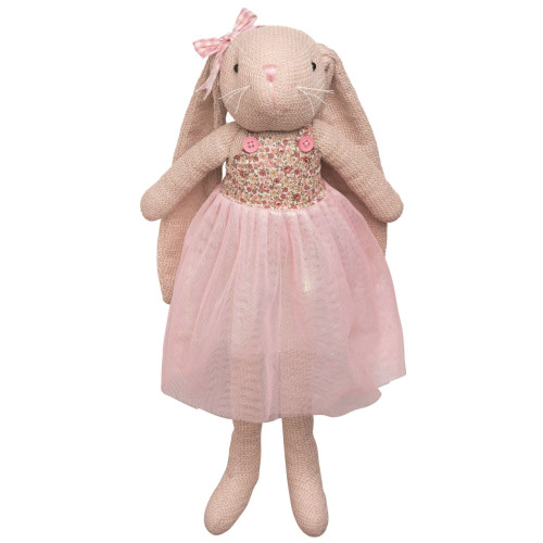 22" White Waffle Mesh Plush Easter Bunny Tabletop Decor