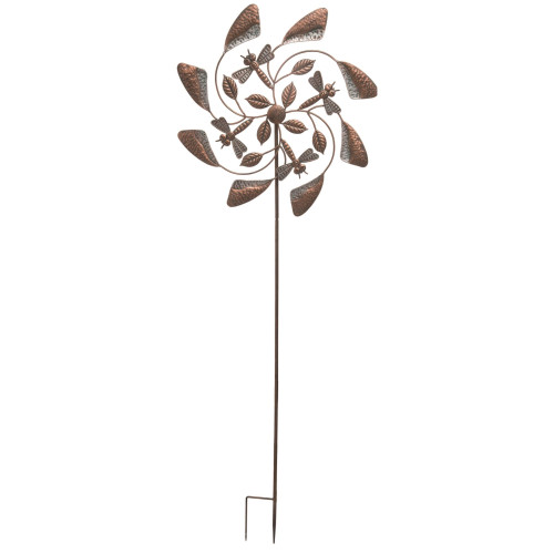 62" Bronze Kinetic Patina Bird and Dragonfly Easter Outdoor Yard Stake