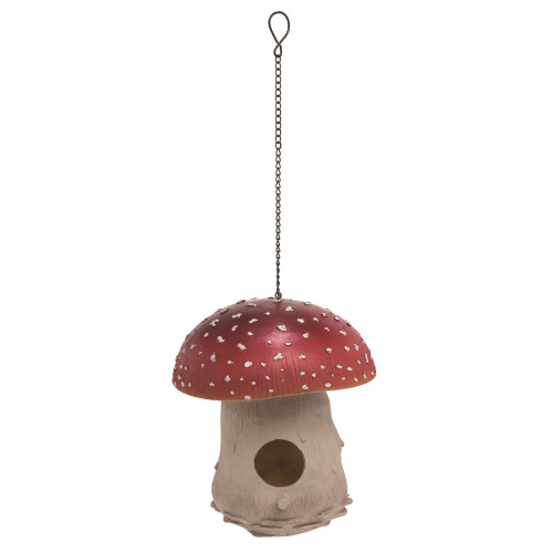 9" Red and Brown Mushroom Birdhouse Easter Decor