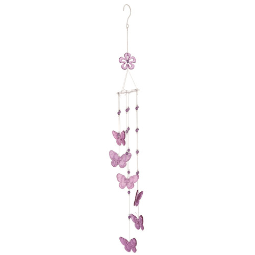 36.5" Purple and White Easter Butterfly Chime Outdoor Hanger