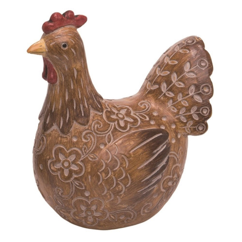 9" Brown and Red Spring Vintage Distressed Finish Chicken Tabletop Figurine
