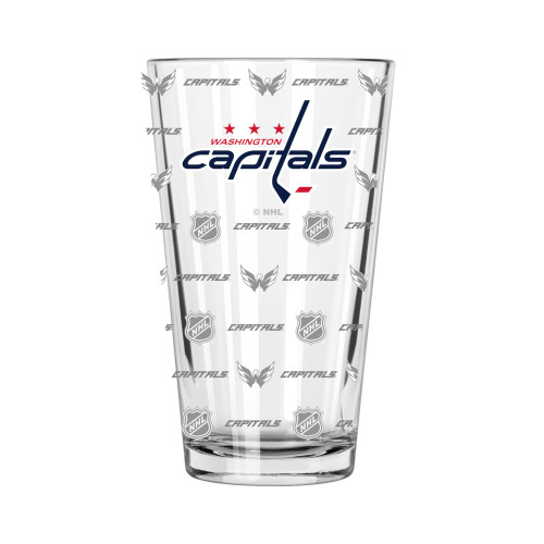 5.75" Clear and Blue NHL Washington Capitals Sandblasted Pint Glass 16 oz.