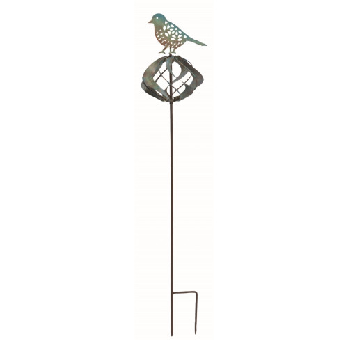27.75" Blue and Bronze Easter Kinetic Finch Yard Stake