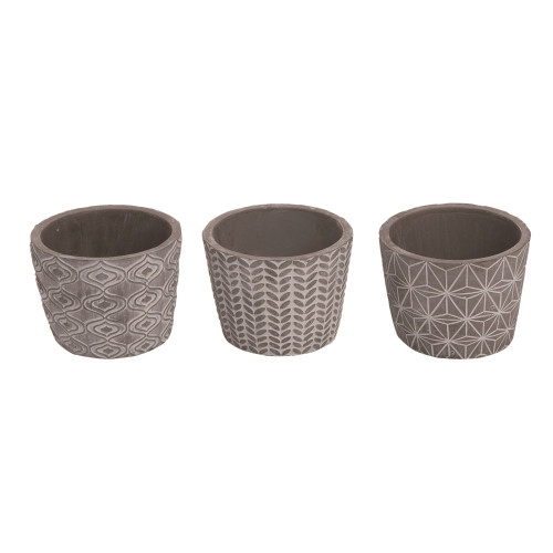 Set of 3 Gray Easter Geometric Graphic Contemporary Planters