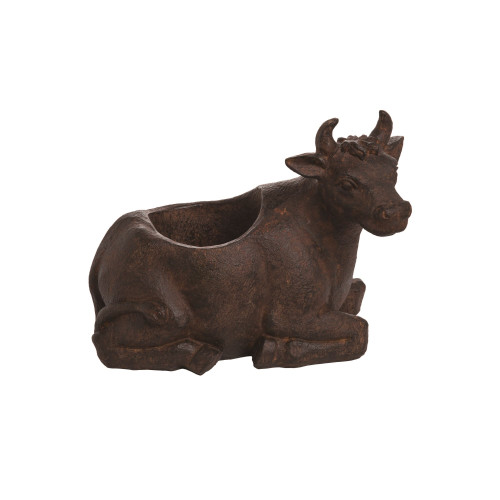 13.75" Brown Easter Contemporary Rustic Cow Standing Planter