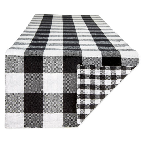 14" x 108" Black and White Gingham Buffalo Checkered Rectangular Table Runner