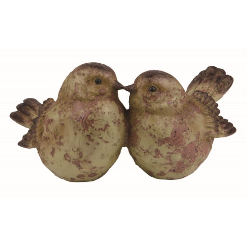 6" Brown Rustic Finish Easter Kissing Bird Couple Outdoor Garden Statue