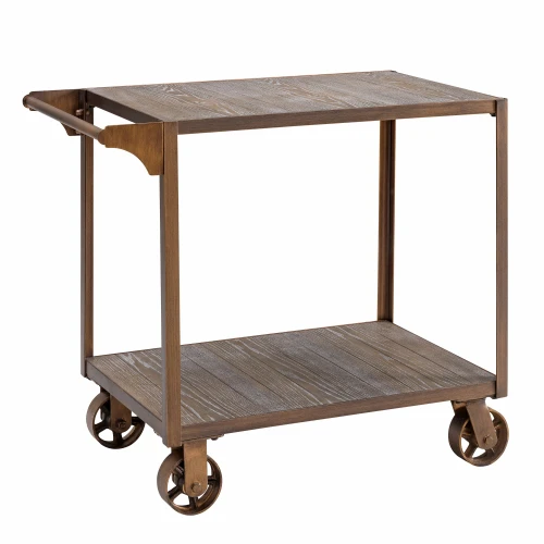 34.25" Gray and Brown Dayne Industrial Rectangular Bar Cart - 34258924
