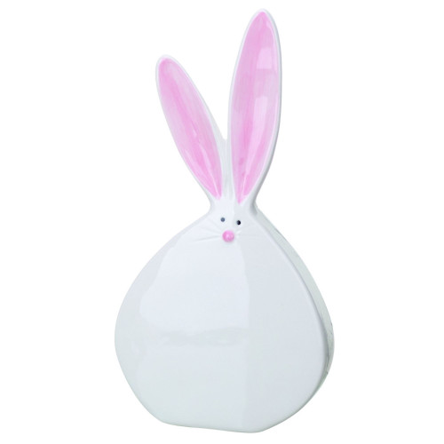 12" White Solid Easter Bunny Figurine with Pom Pom Tail