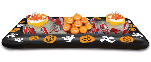 Pack of 6 Inflatable Pumpkin and Ghost Printed Halloween Buffet Cooler 53.75"