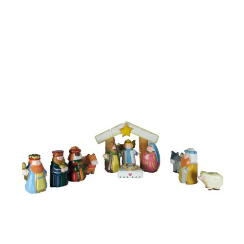 Kurt Adler 12-Piece Hand Carved Wooden Children's First Christmas Nativity Set