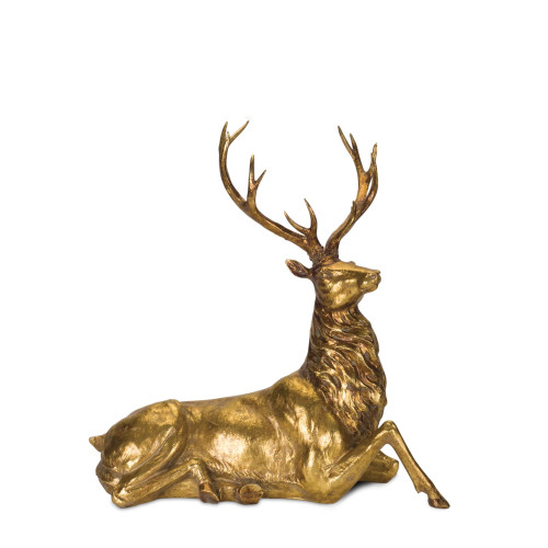 17.75" Gold Resin Sitting Deer