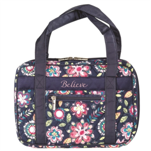 10.5" Vibrantly Colored Religious Themed Floral Printed Bible Cover