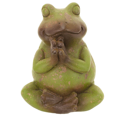 7.25" Green Praying Frog Figurine