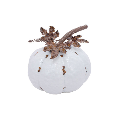 8" White Pumpkin Figurine
