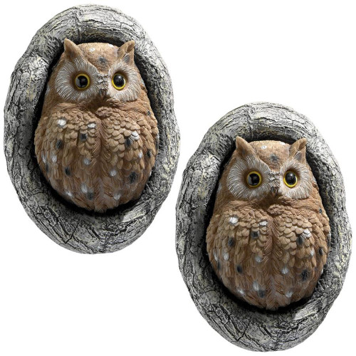 9.5" Nosy Tree Owls Outdoor garden sculptures