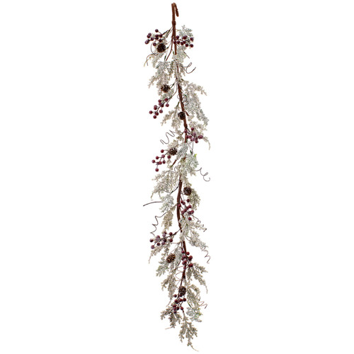 48" Snowy White and Red Berry Garland