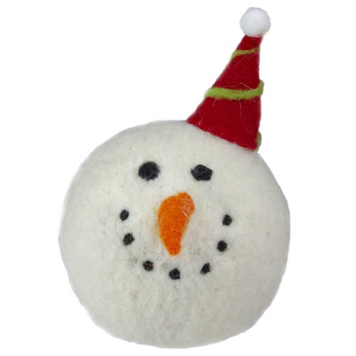 5" Snowman Head with a Red and Green Striped Hat Christmas Ornament