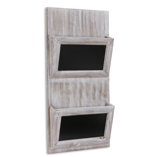 23.5" Beige and Black Contemporary Style Handmade Wall Hanging Mail Storage