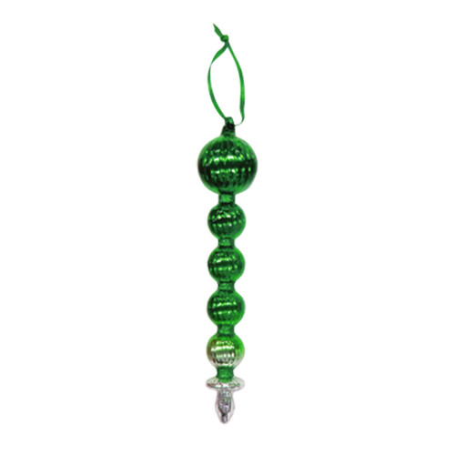 2pc Green Ripple Christmas Ball Finial Ornaments 8.75" (222mm)