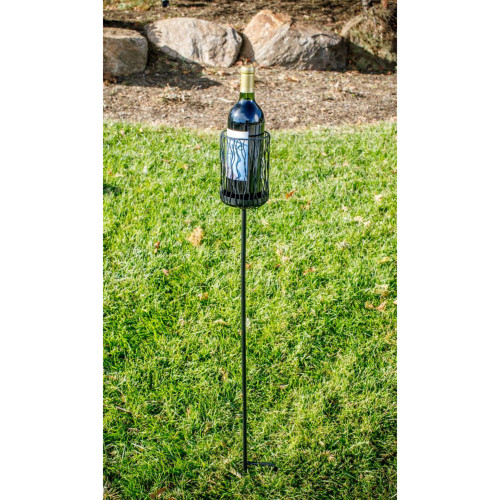 38" Green Outdoor Ground Stake Wine Bottle