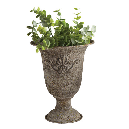 6" Brown Round Metal Planter
