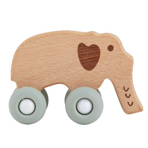 4" Brown Elephant Toy with Silicone Wheel for Babies