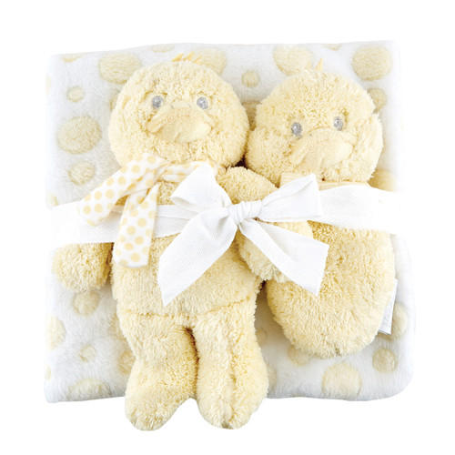 12" Yellow Duck Stuffed Toy Blanket Set