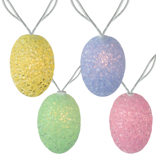 10-Count Pastel Colored Easter Egg String Light Set, 7.25ft White Wire