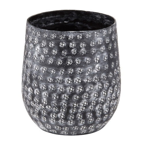 7" Black and White Round Aluminum Planter