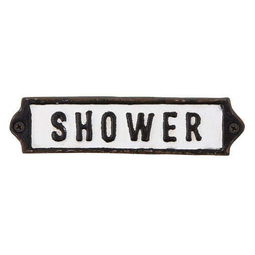 8" Black and White Rectangular Wall Sign with Shower Design
