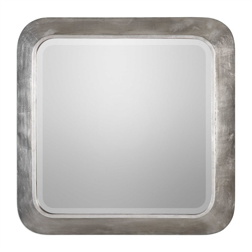 30.5” Verea Metallic Silver Square Wall Mirror